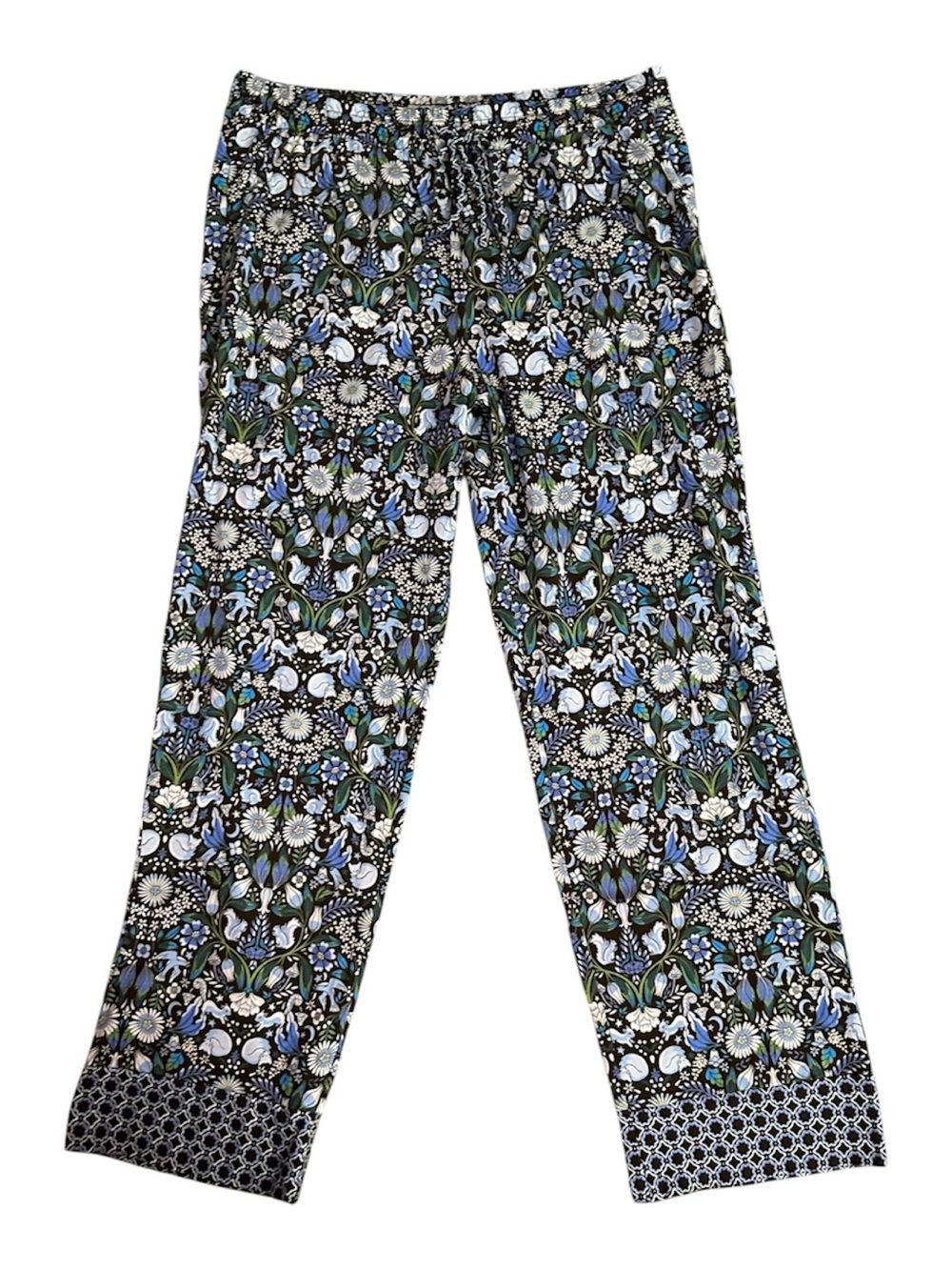 Vera Bradley Black Blue Green Floral Lounge Pajama Pants Size XL